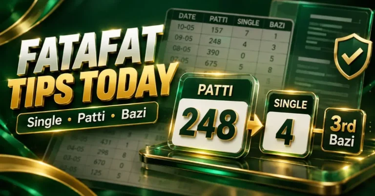 Fatafat tips today 3D illustration showing Patti 248, Single 4, the 3rd Bazi, and historical chart records.